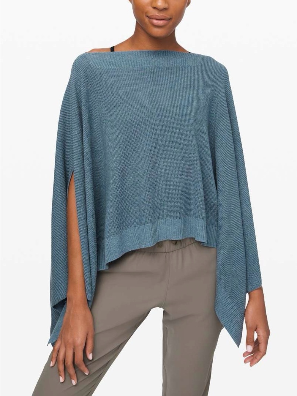 Lululemon Forward Flow Cape Poncho Wrap Blue Tencel & Cashmere Knit
